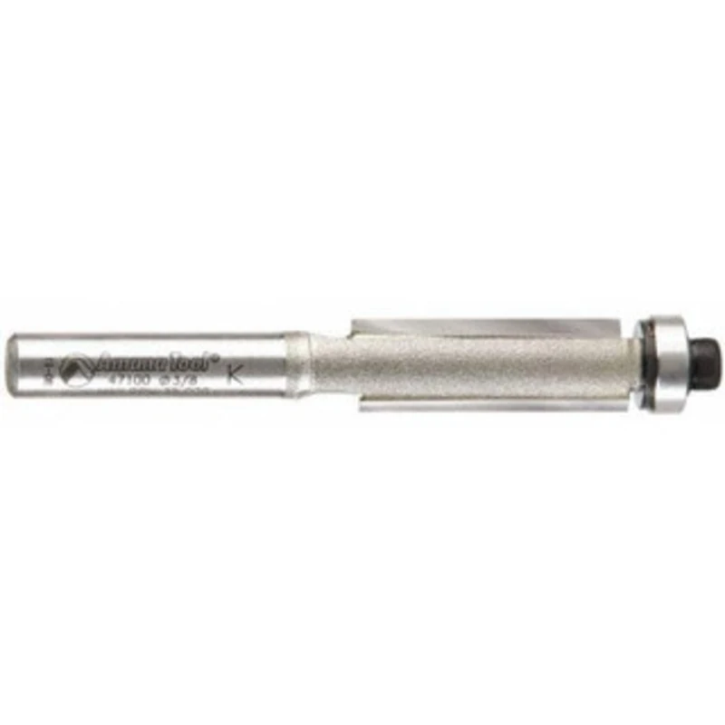 Amana Tool 3/8 Diam, 1 LOC, 2 Flute Carbide-Tipped Edge Profile Flush Trim Router Bit 1/4 Shank Diam, 2-5/8 OAL, Use ...
